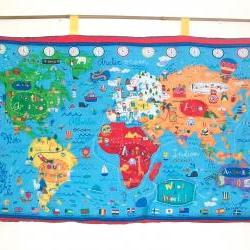 World Map Quilted Wall Hanging