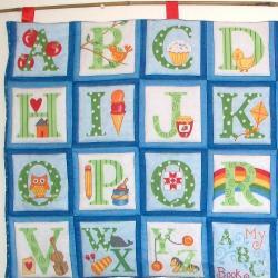 ABC blue green quilted alphabet wall hanging /playmat