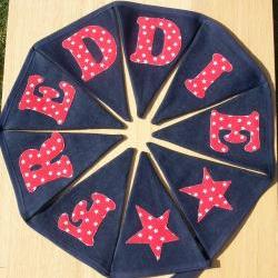Personalized Bunting Banner- red and white stars