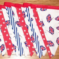 Jubilee Bunting Banner, Union Jack, red, white, blue cotton banner. 15 flags Ideal for Queens Diamond Jubilee celebrations